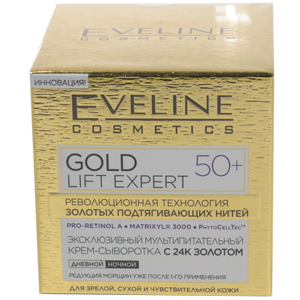 Крем для лица Gold Lift Expert 50+ Eveline мультипитательный дневной-ночной 50мл