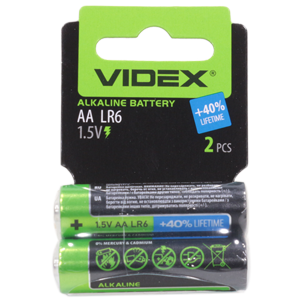 Батарейка Videx на блистере AA 1.5V щелочная 2шт