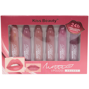 Блеск для губ Kiss Beauty №70174 Velvet Matte Матовая жидкая (сборка 6шт)