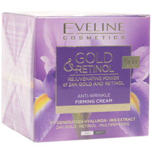 Крем для лица Gold&Retinol 50+ Eveline укрепляющий против морщин день/ночь 50мл