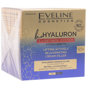 Крем-филлер 50+ BioHyaluron 3xRetinol System Eveline активно омолаживающий против морщин день/ночь 50мл