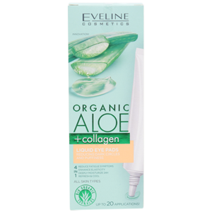 Жидкие патчи для кожи вокруг глаз Eveline Organic Aloe +Collagen от темных кругов и отеков 20мл