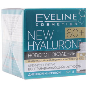 Крем NEW Hyaluron 4D 60+ Eveline восстанавливающий плотность SPF8 день/ночь 50мл