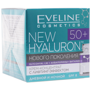 Крем NEW Hyaluron 4D 50+ Eveline с лифтинг-эффектом SPF8 день/ночь 50мл