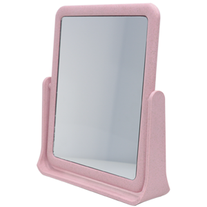 Зеркало настольное №4-1-R 2-х стороннее прямоугольное розовое