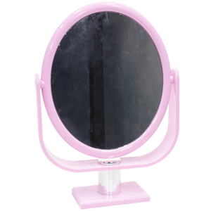 Зеркало настольное №R9 2-х стороннее овальное розовое