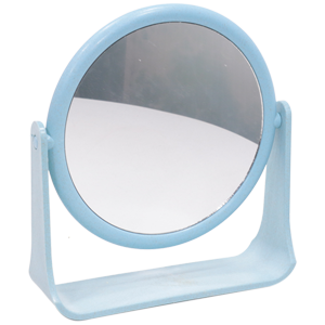 Зеркало настольное №R23-1 2-х стороннее круглое голубое