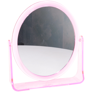 Зеркало настольное №R3 2-х стороннее круглое розовое