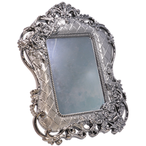 Зеркало настольное №100 Розы прямоугольное серебро
