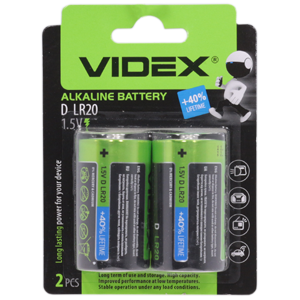 Батарейка Videx 2шт на блистере D LR20 1.5V щелочная