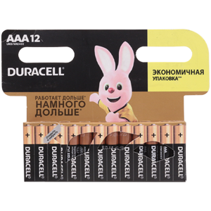 Батарейка Duracell 12шт AAA на блистере 1.5V щелочная  