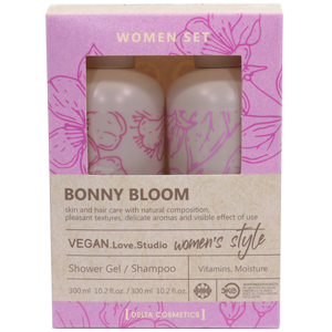 Vegan Love Studio Bonny Bloom подарочный набор для женщин (гель для душа 300мл + шампунь 300мл)