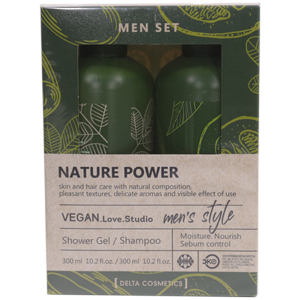 Vegan Love Studio Nature Power подарочный набор для мужчин (гель для душа 300мл + шампунь 300мл)