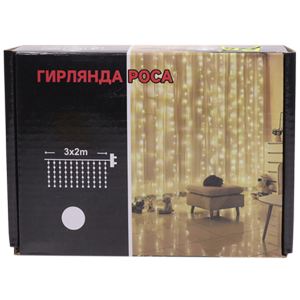 Гирлянда штора Роса 3х2 метра светодиодная белая с пультом
