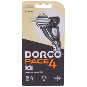 Станок для бритья  Dorco Pace 4 (1 ручка + 2 сменные кассеты)