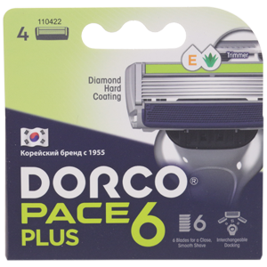 Сменные кассеты Dorco Pace 6 Plus (6 лезвий, 4шт)