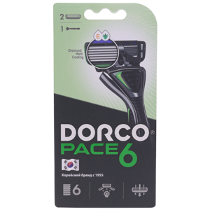 Станок для бритья  Dorco Pace 6 (1 ручка + 2 сменные кассеты)