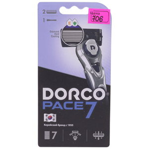 Станок для бритья  Dorco Pace 7 (1 ручка + 2 сменные кассеты)