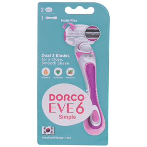 Станок для бритья женский Dorco Eve 6 Simple (1 ручка + 2 сменные кассеты)