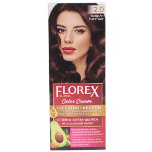 Крем-краска для волос Florex Super  2.0 Каштан стойкая с маслом Оливы + кератин