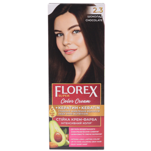 Крем-краска для волос Florex Super  2.3 Шоколад стойкая с маслом Оливы + кератин