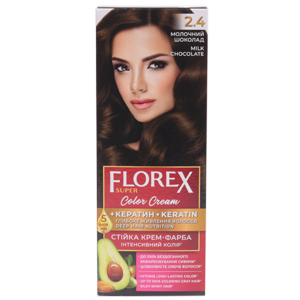 Крем-краска для волос Florex Super  2.4 Молочный шоколад стойкая с маслом Оливы + кератин