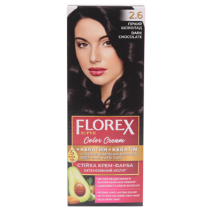 Крем-краска для волос Florex Super  2.6 Горький шоколад стойкая с маслом Оливы + кератин