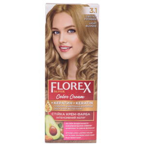 Крем-краска для волос Florex Super  3.1 Светло-русый стойкая с маслом Оливы + кератин