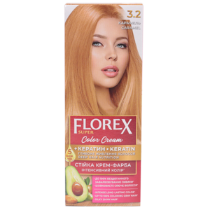 Крем-краска для волос Florex Super  3.2 Карамель стойкая с маслом Оливы + кератин