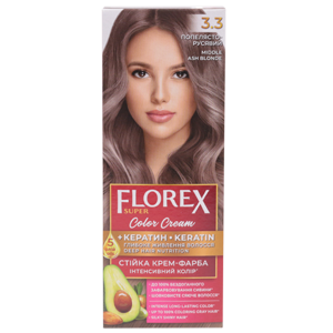 Крем-краска для волос Florex Super  3.3 Пепельно-русый стойкая с маслом Оливы + кератин