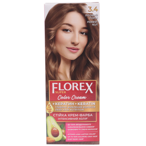 Крем-краска для волос Florex Super  3.4 Лесной орех стойкая с маслом Оливы + кератин 