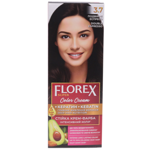 Крем-краска для волос Florex Super  3.7 Двойной эспессо стойкая с маслом Оливы + кератин 