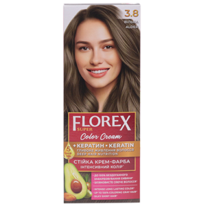 Крем-краска для волос Florex Super  3.8 Ольха стойкая с маслом Оливы + кератин 
