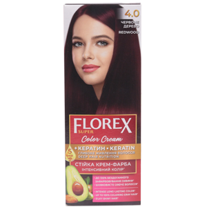 Крем-краска для волос Florex Super  4.0 Красное дерево стойкая с маслом Оливы + кератин 