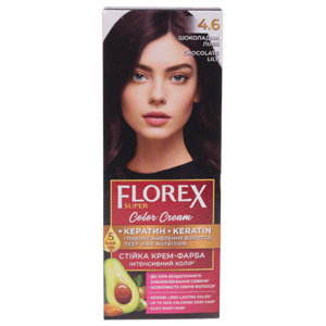 Крем-краска для волос Florex Super  4.6 Шоколадная лилия стойкая с маслом Оливы + кератин 