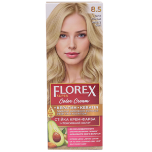 Крем-краска для волос Florex Super  8.5 Белое солнце стойкая с маслом Оливы + кератин