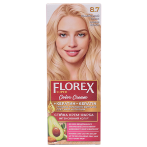 Крем-краска для волос Florex Super  8.7 Гавайский пляж стойкая с маслом Оливы + кератин 
