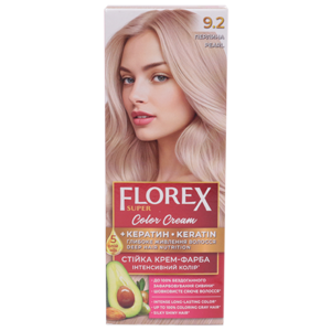 Крем-краска для волос Florex Super  9.2 Жемчужный стойкая с маслом Оливы + кератин 