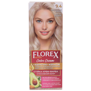 Крем-краска для волос Florex Super  9.4 Арктический блонд стойкая с маслом Оливы + кератин 