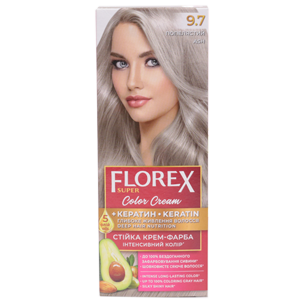 Крем-краска для волос Florex Super  9.7 Пепельный стойкая с маслом Оливы + кератин 