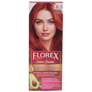 Крем-краска для волос Florex Super  8.3 Манго стойкая с маслом Оливы + кератин