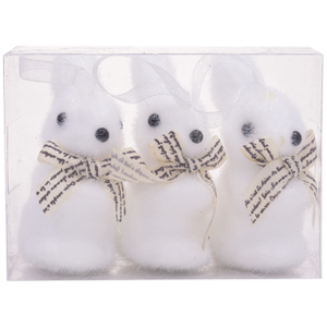 Елочная игрушка Зайчик 7см (упаковка 3шт)