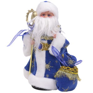 Дед Мороз с посохом музыкальный синий (на батарейках 30см)